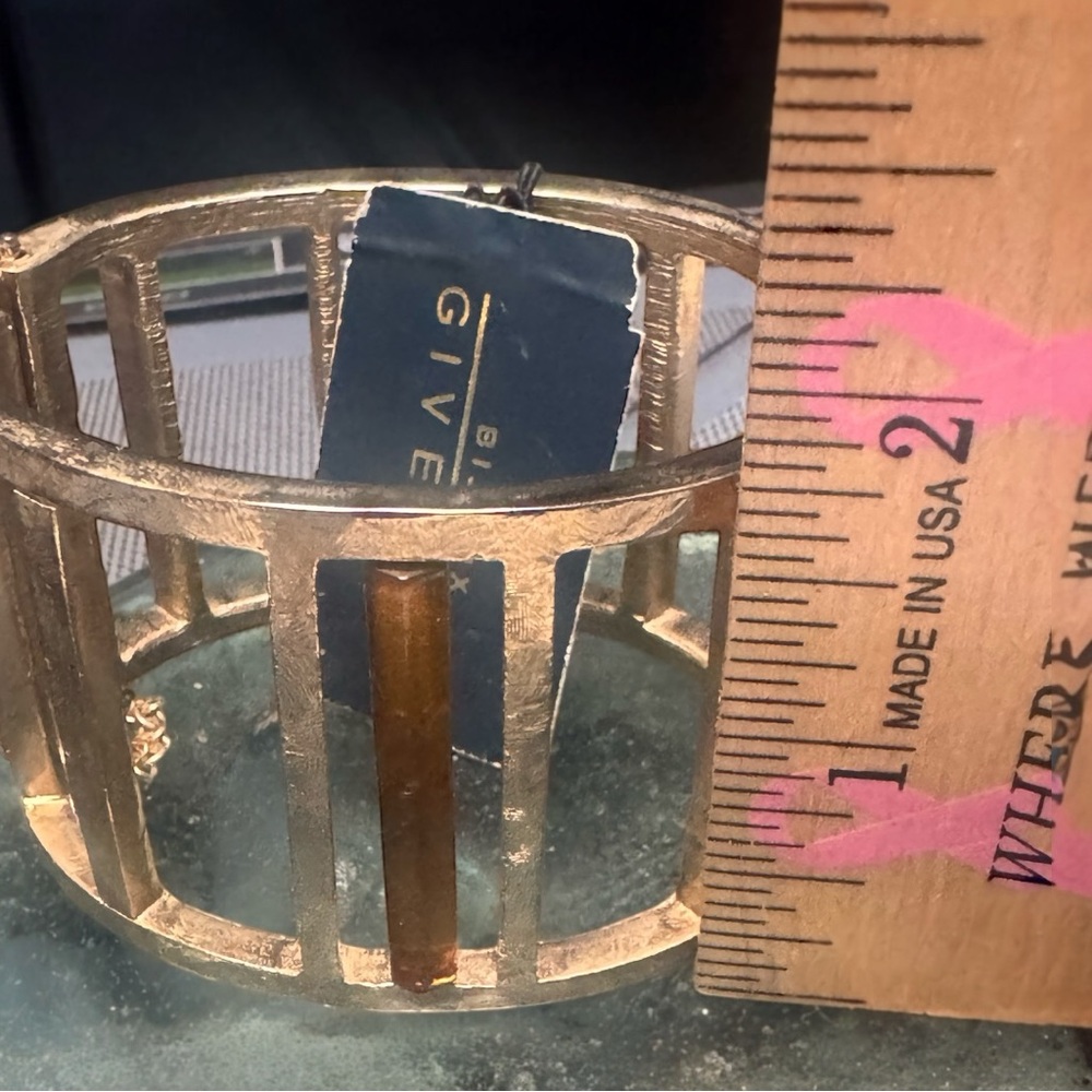 VTG Couture Givenchy Bijoux Cuff Bracelet Goldtone Amber Crystal Gift Ready - Picture 9 of 9
